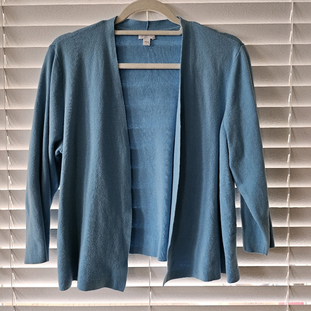 J.jill Organic Cotton Spring Blue Lightweight Cardigan Sweater